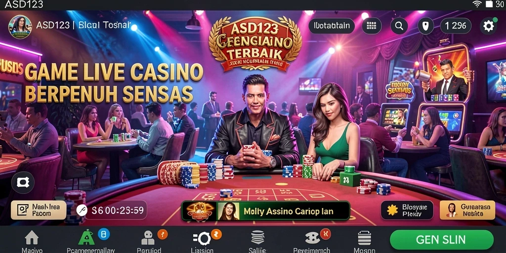 Screenshot gameplay ASD123 menunjukkan suasana kasino Live Casino yang autentik.