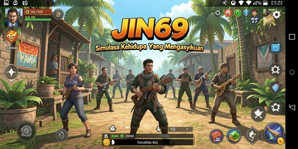 Tampilan screenshot utama JIN69 menampilkan gameplay Simulation yang mendalam.