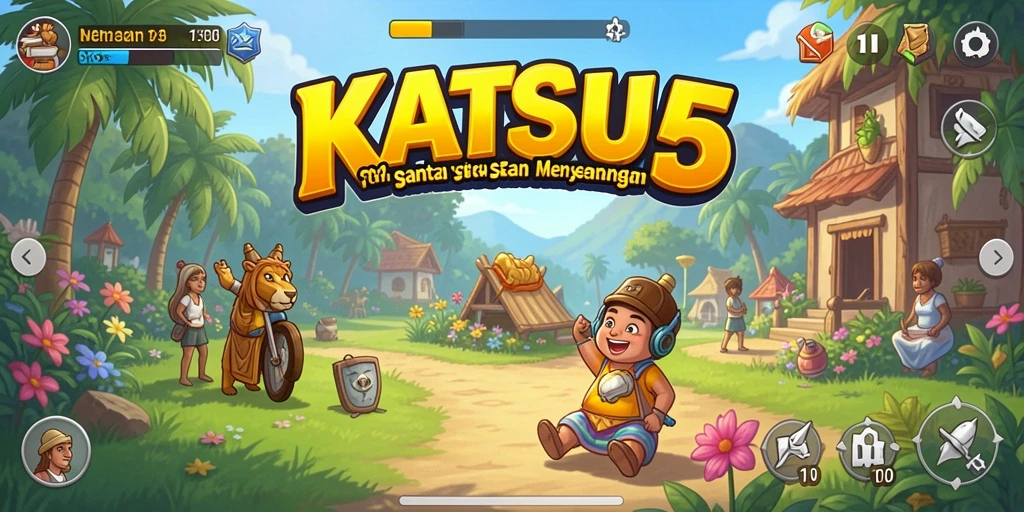 Tampilan gameplay KATSU5 yang mengasyikkan dan penuh warna.