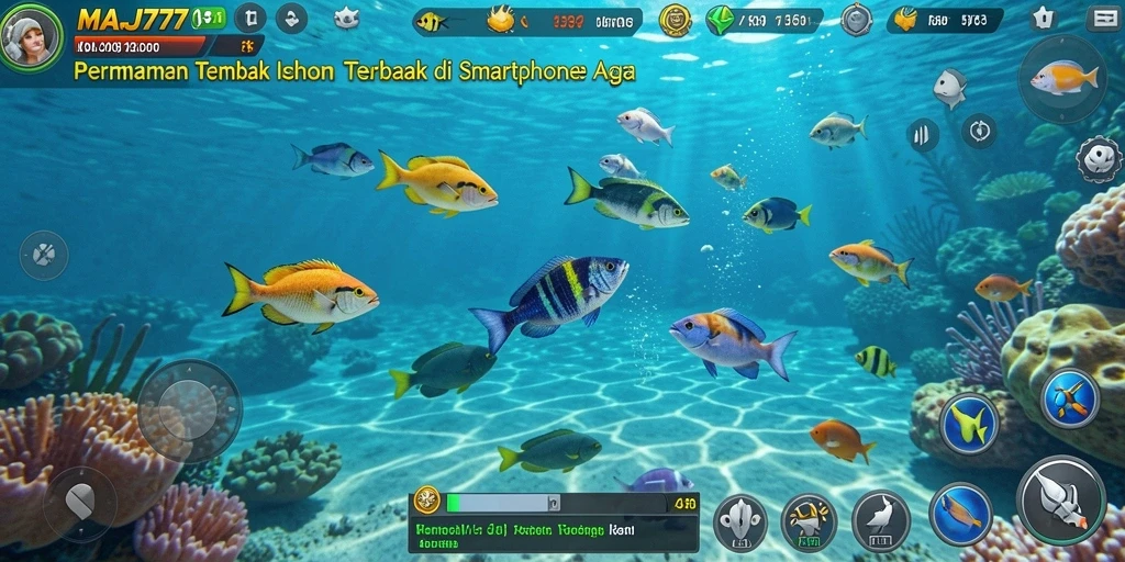 Screenshot gameplay MAJ777 menampilkan aksi menembak ikan yang seru.