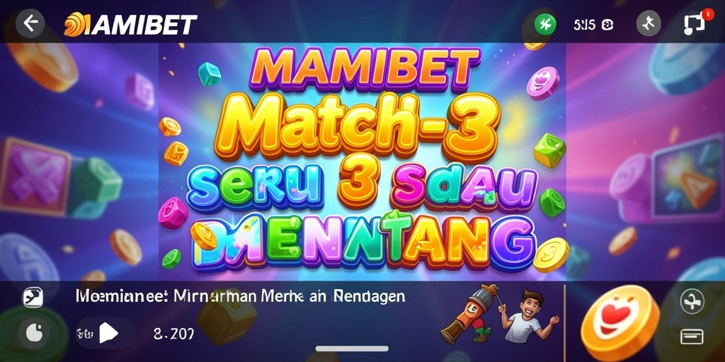 Screenshot MAMIBET menunjukkan gameplay Match-3 yang dinamis.