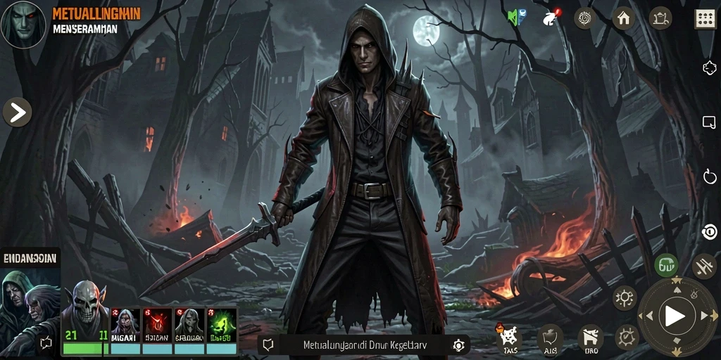 Screenshot gameplay NAGA11, menangkap kengerian suasana malam yang mencekam.
