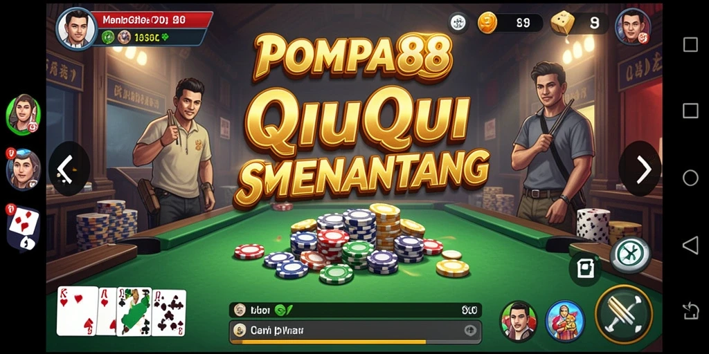 Tampilan gameplay seru dari POMPA88 dengan kartu QiuQiu.