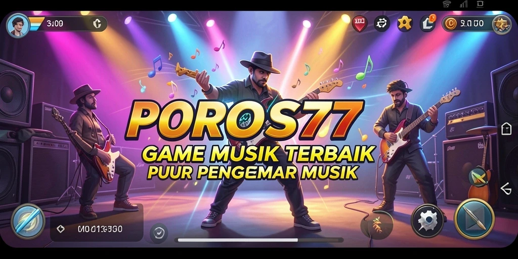 Tampilan gameplay POROS77 yang seru dengan berbagai pilihan lagu.