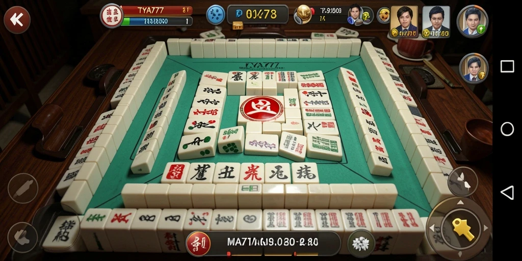 Screenshot gameplay TYA777 menampilkan aksi Mahjong yang mendebarkan.