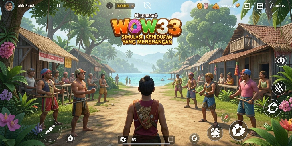 Tangkapan layar permainan WOW33 yang menghadirkan interaksi sosial.