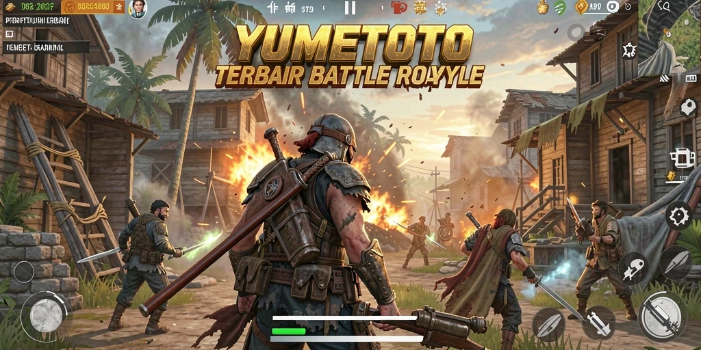 Screenshot gameplay seru di YUMETOTO dengan aksi pertempuran intens.