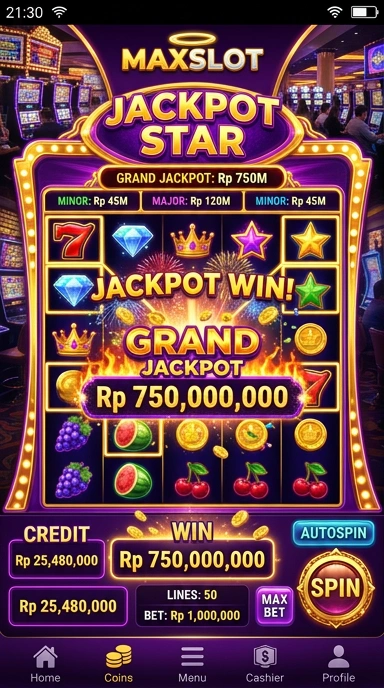 Tampilan aplikasi maxslot dengan berbagai pilihan aplikasi.